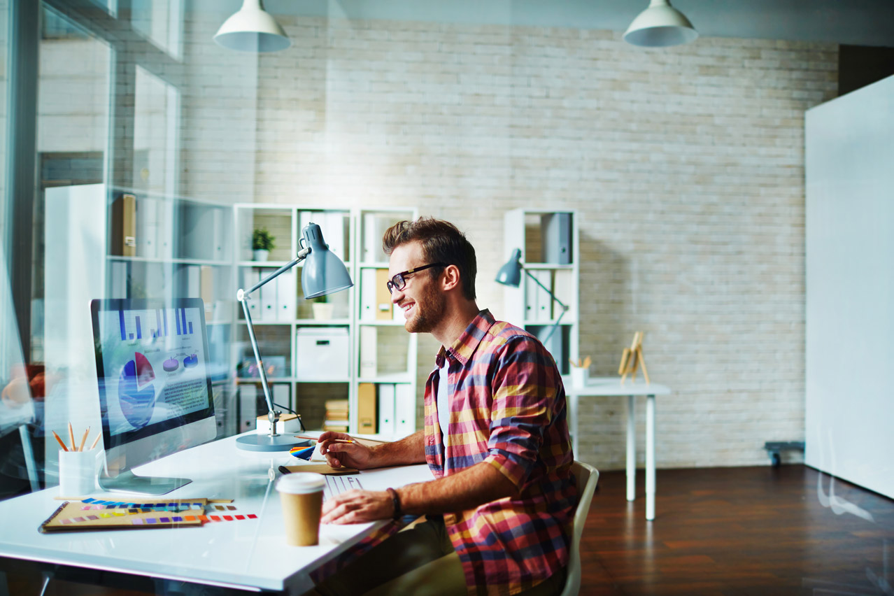 man working in office